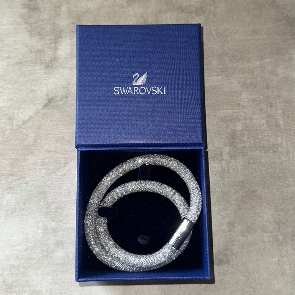 AUTH Swarovski Stardust Grey Double Bracelet (& Necklace)
